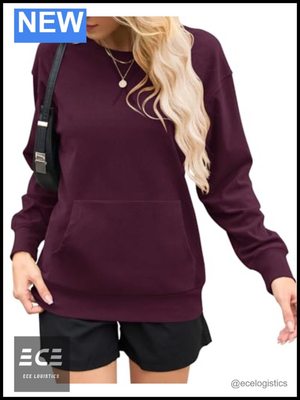 Oversized Crewneck Sweatshirt Hoodless Pullover Long Sleeve Top